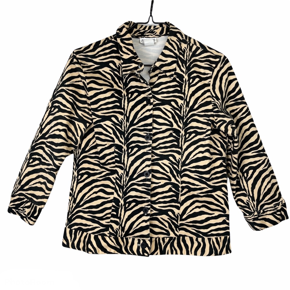 VTG Tiger Print Button Down / Denim Jacket
